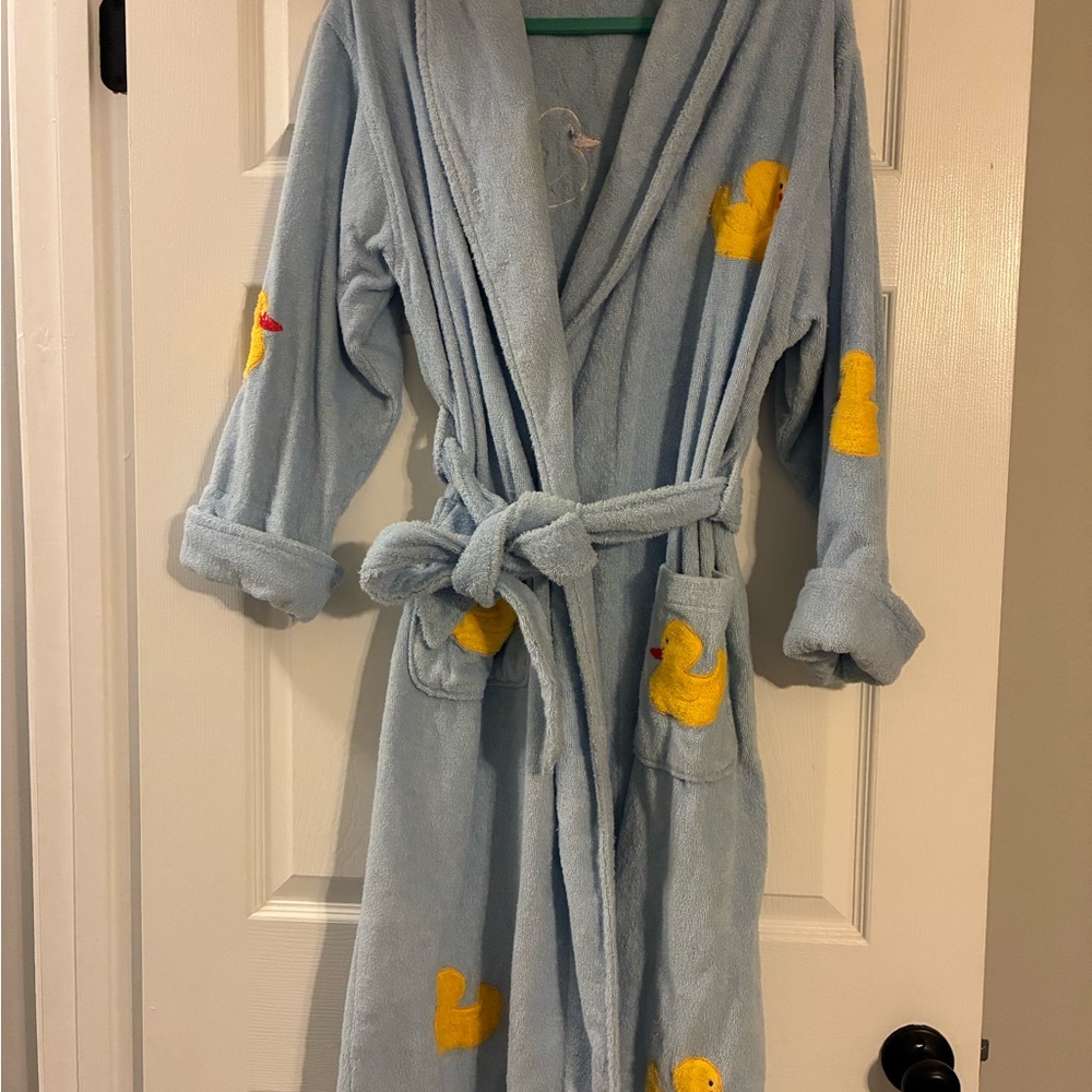 Women's Light Blue Duck Embroidered Robe